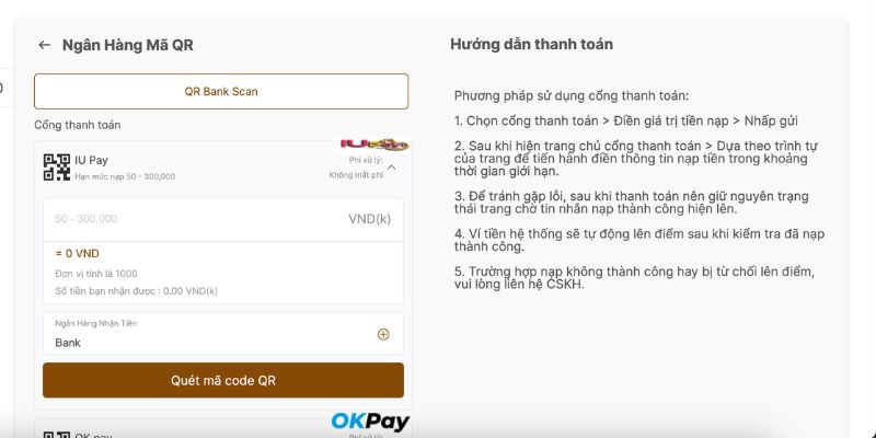 Hình thức nạp tiền DF999 bằng cách quét mã thanh toán